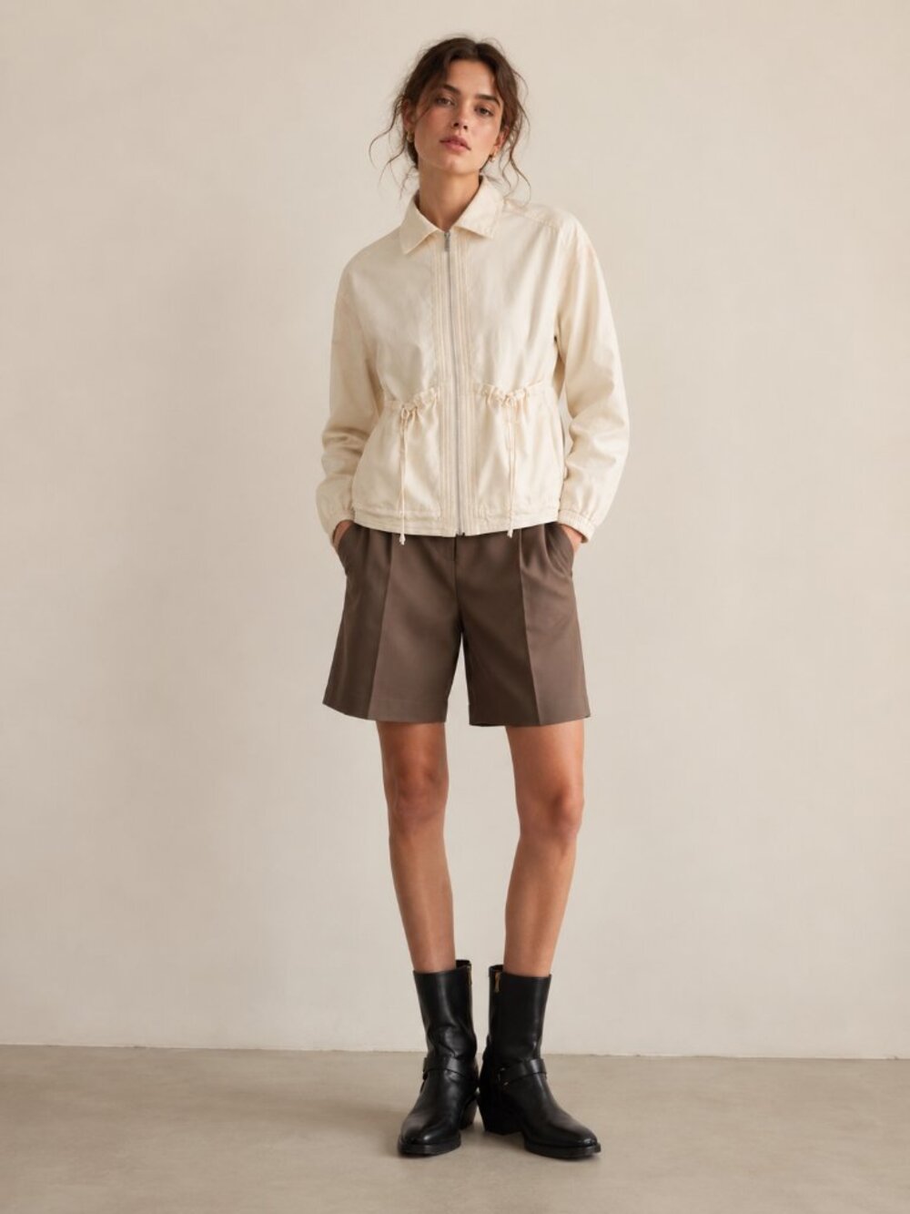 Vintage Dawn Off-White Utility Zip Jacket